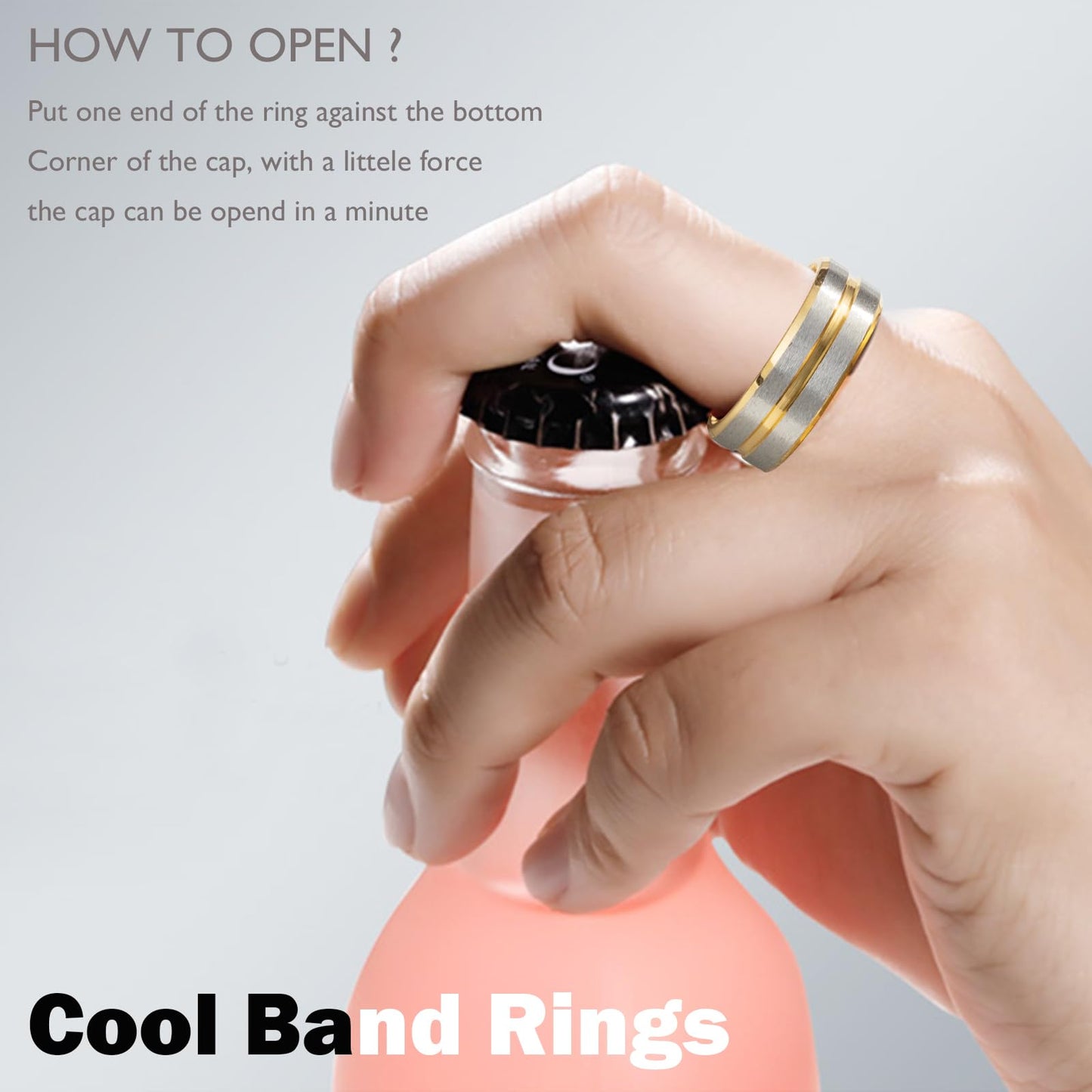 EIELO 9Pcs Stainless Steel Band Rings for Men Women Cool Fidget Spinning Chain Ring Anxiety Relief Fashion Simple Wedding Engagement Gold Ring Set