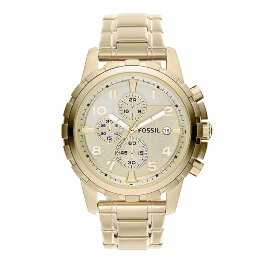 Fossil Men's Dean Quartz Stainless Steel Chronograph Watch, Color: Gold (Model: FS4867IE)