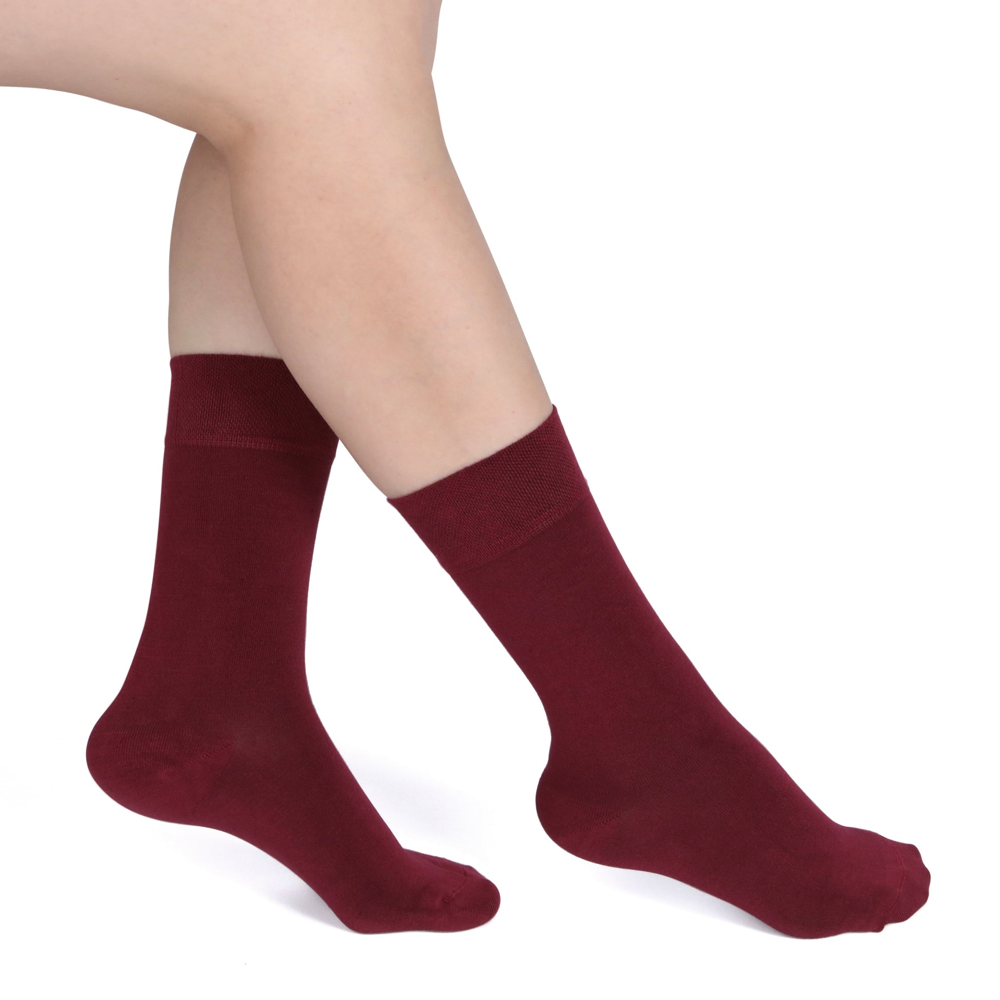 Elyfer-Socks-Burgundy-Bamboo-Crew-Socks-for-Women #color_burgundy