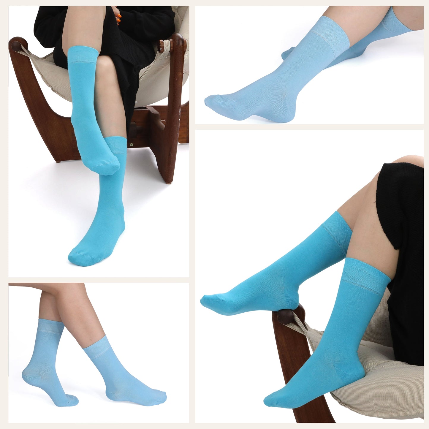 Elyfer-Socks-Pool-Blue-Bamboo-Crew-Socks-for-Women-in-Gift-Box #color_blue