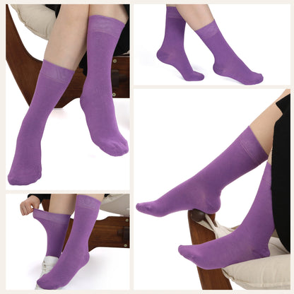 Elyfer-Socks-Purple-Green-Bamboo-Crew-Socks-for-Women #color_purple