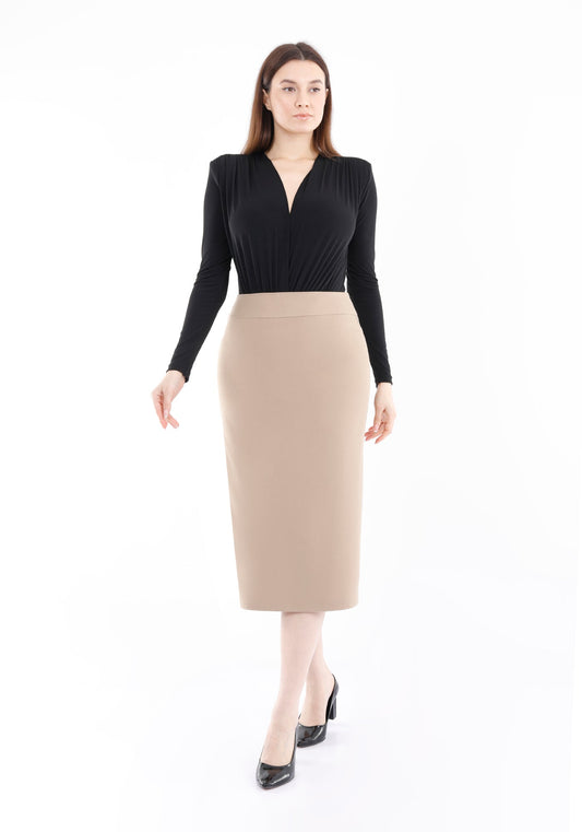 Camel Back Vented Midi Pencil Skirt G-Line