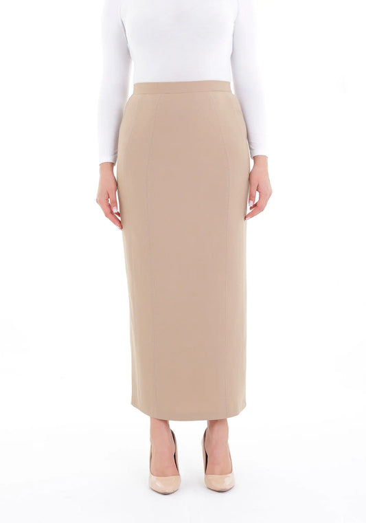 Camel Ankle Length Plus Size Back Split Maxi Skirt G-Line