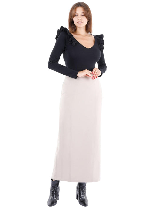 Stone Ankle Length Plus Size Back Split Maxi Skirt G-Line