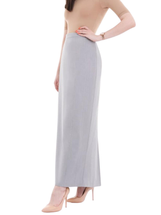 Silver Ankle Length Women's Plus Size Back Split Maxi Skirt G-Line