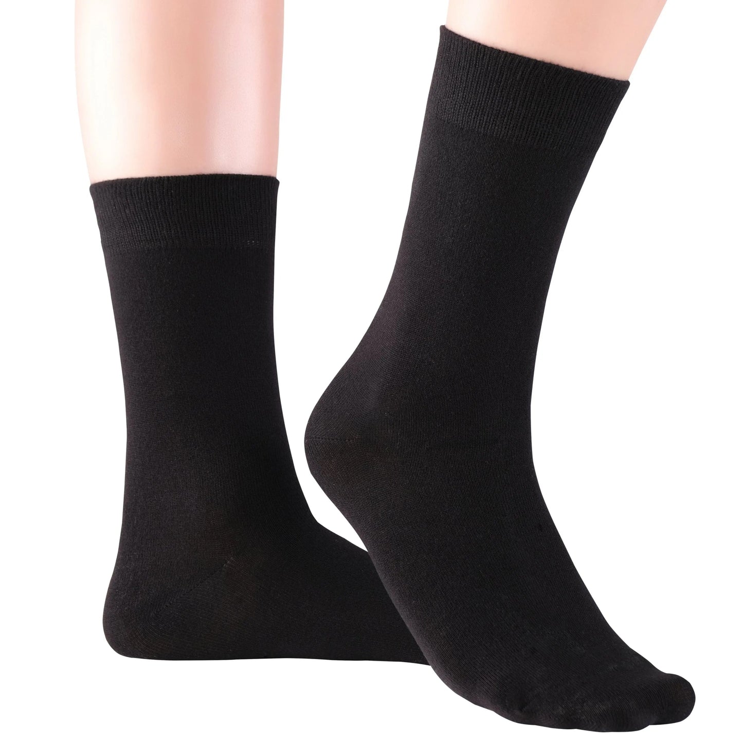 Women's Thin Bamboo Dress Socks Seamless Toe #color_black