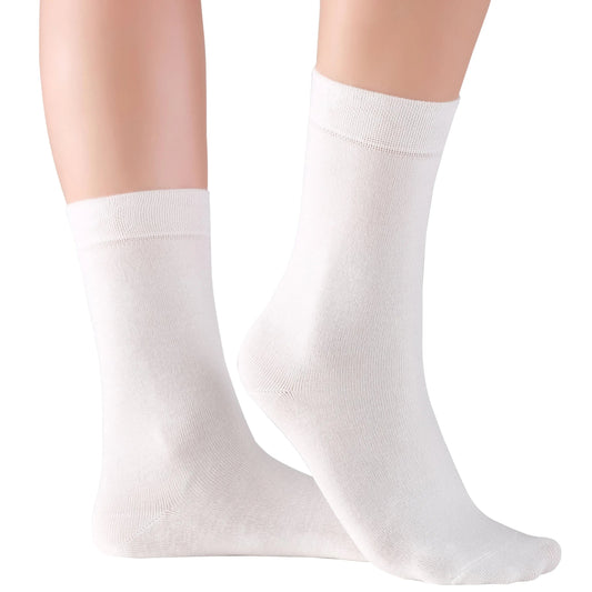 Women's Thin Bamboo Dress Socks Seamless Toe #color_white