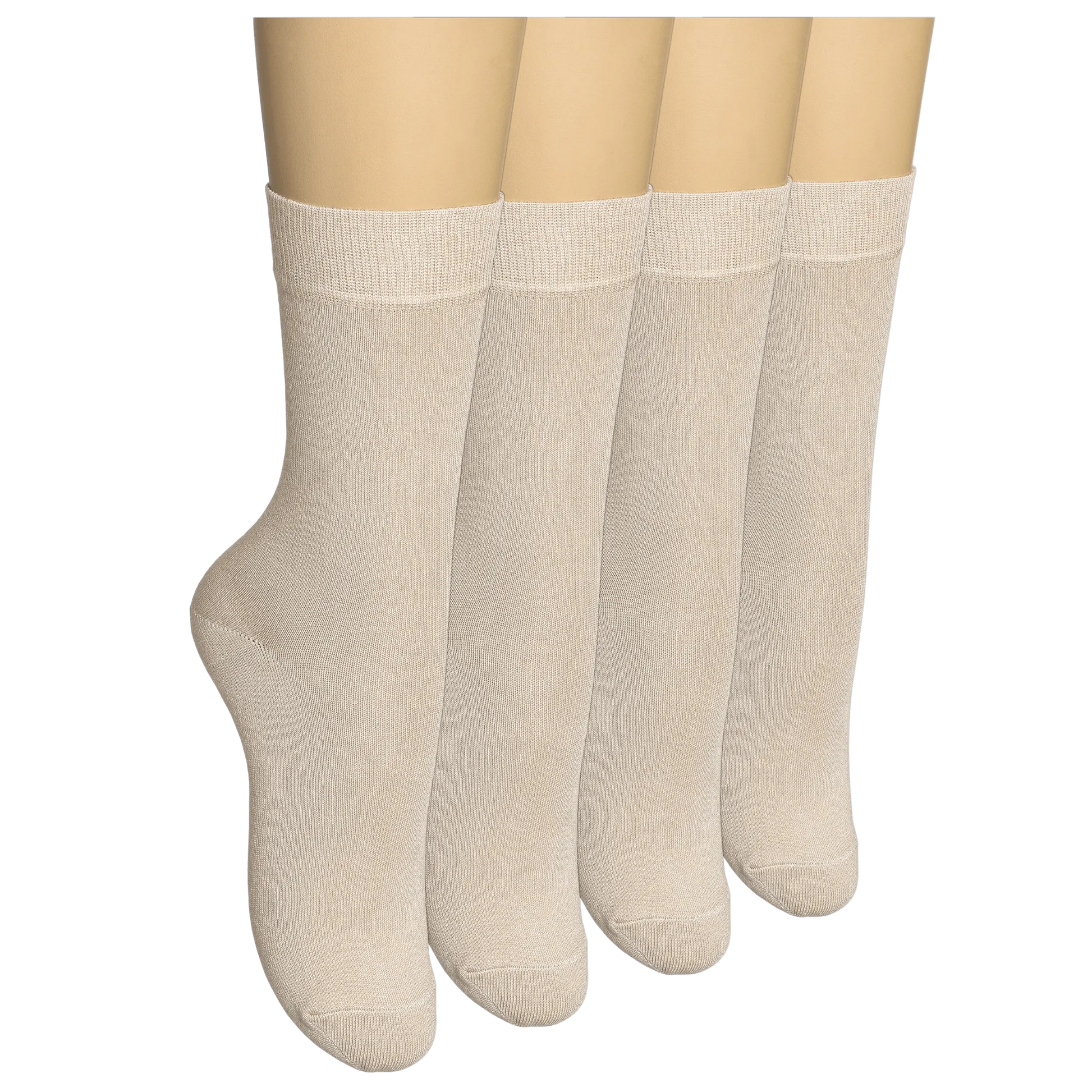 Women's Thin Bamboo Dress Socks Seamless Toe #color_beige