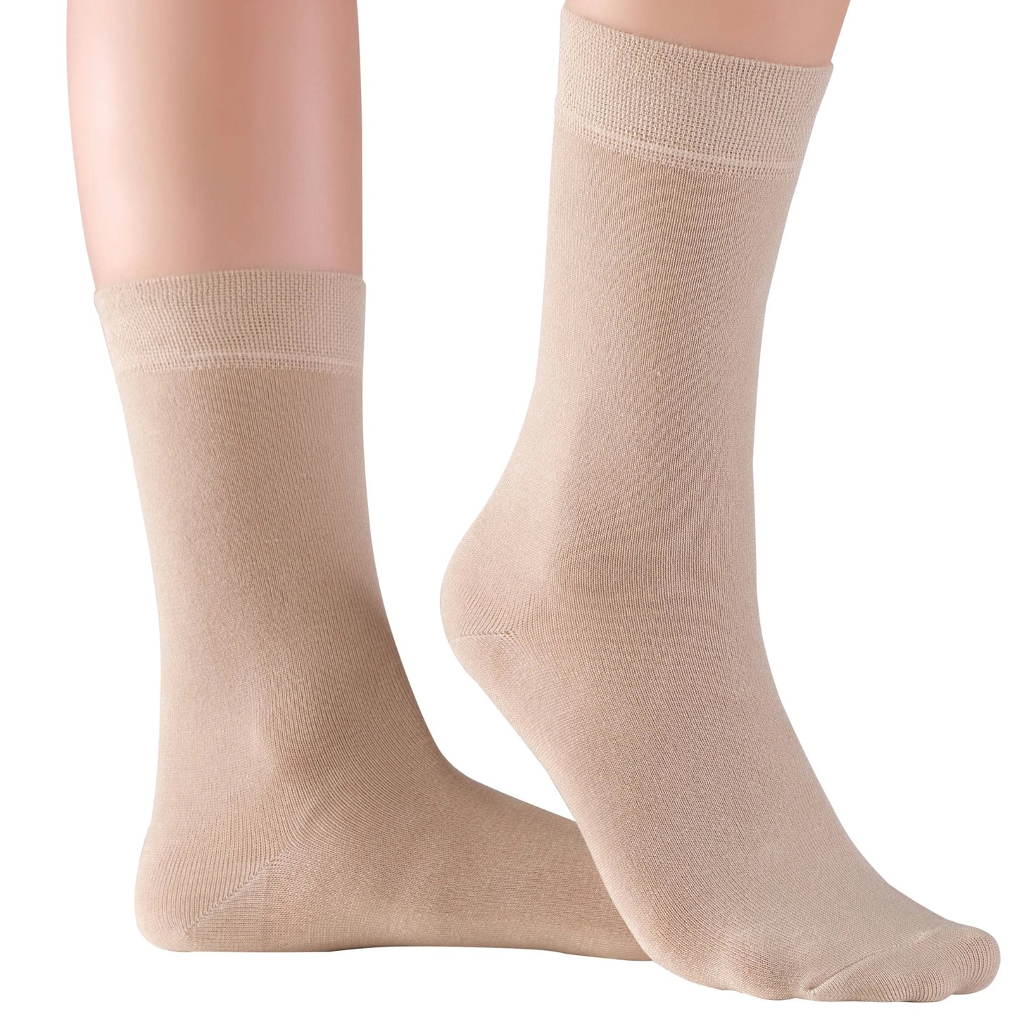 Women's Thin Bamboo Dress Socks Seamless Toe #color_beige