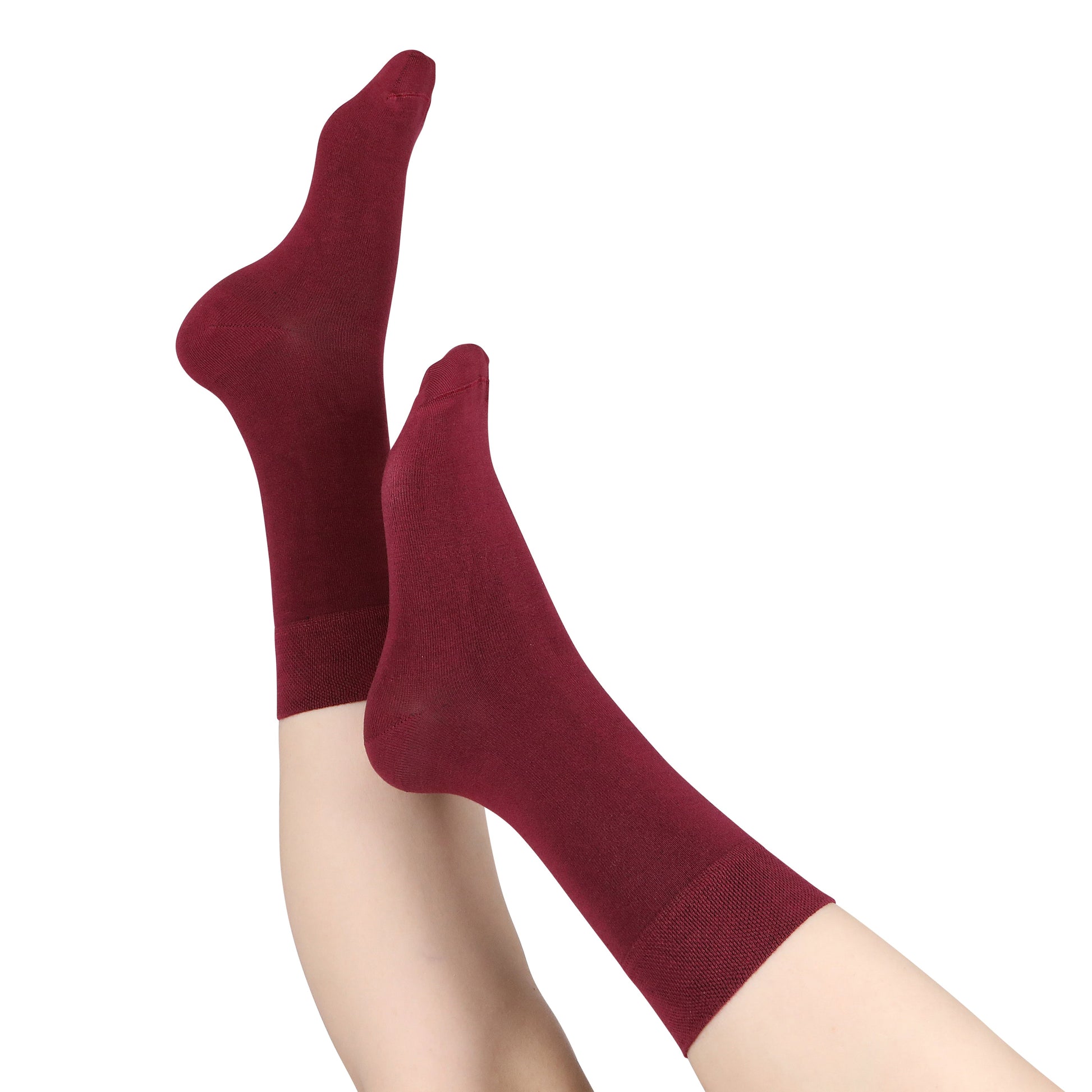 Elyfer-Socks-Burgundy-Bamboo-Crew-Socks-for-Women #color_burgundy