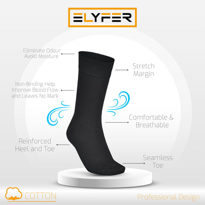 Men's Cotton Dress Socks - 4 Pairs Mens Calf Socks #color_grey