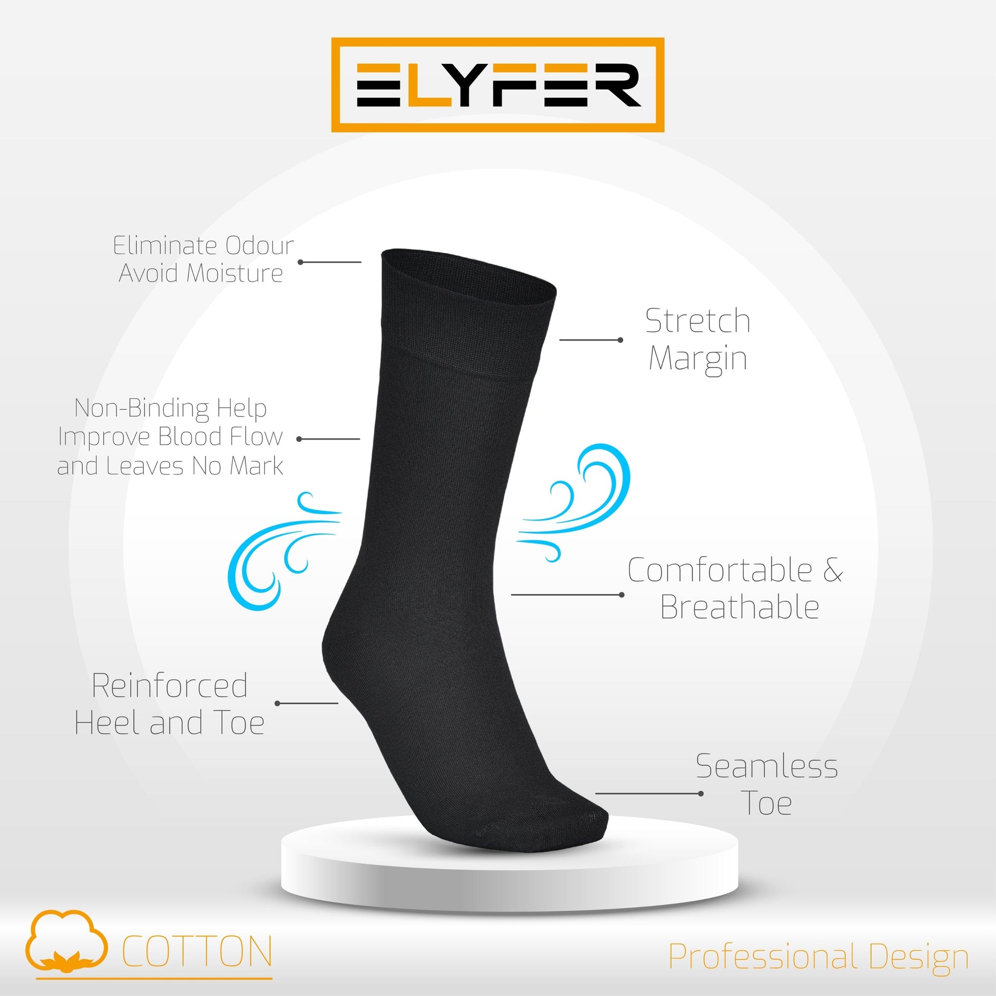 Men's Cotton Dress Socks - 4 Pairs Mens Calf Socks #color_black