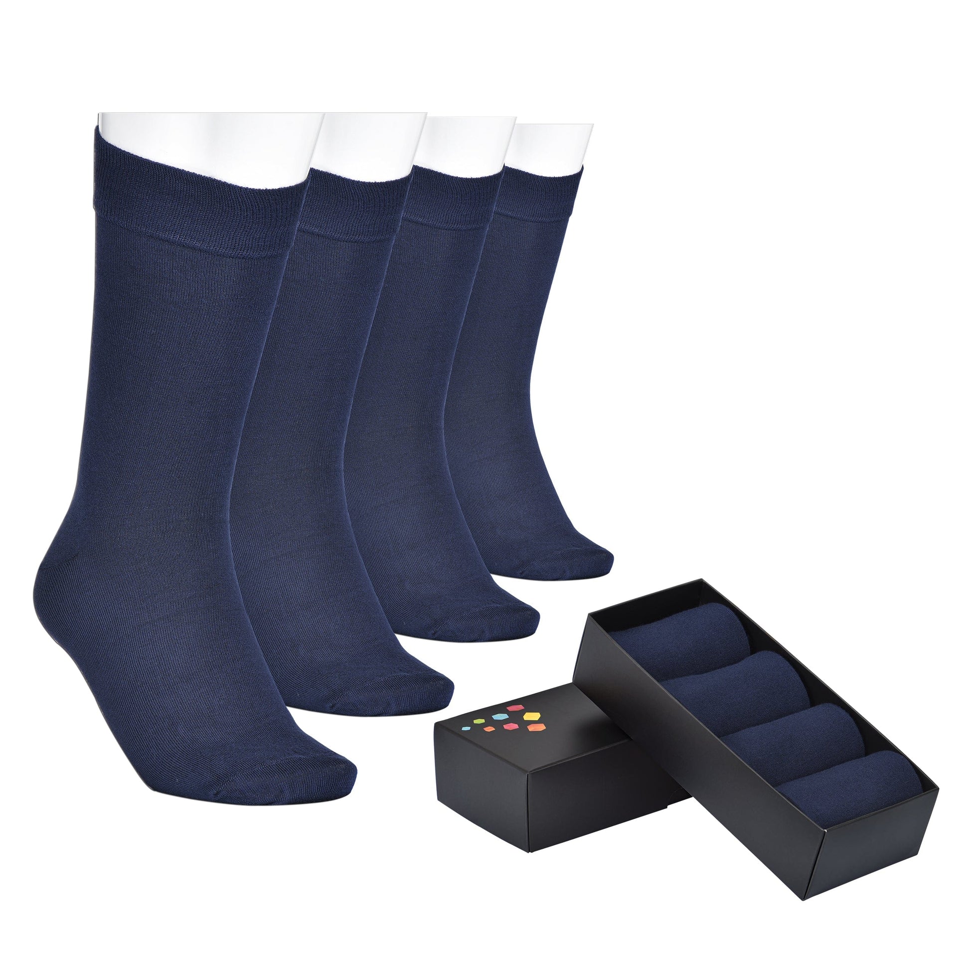 Men's Bamboo Dress Socks - 4 Pairs Mens Calf Socks #color_navy