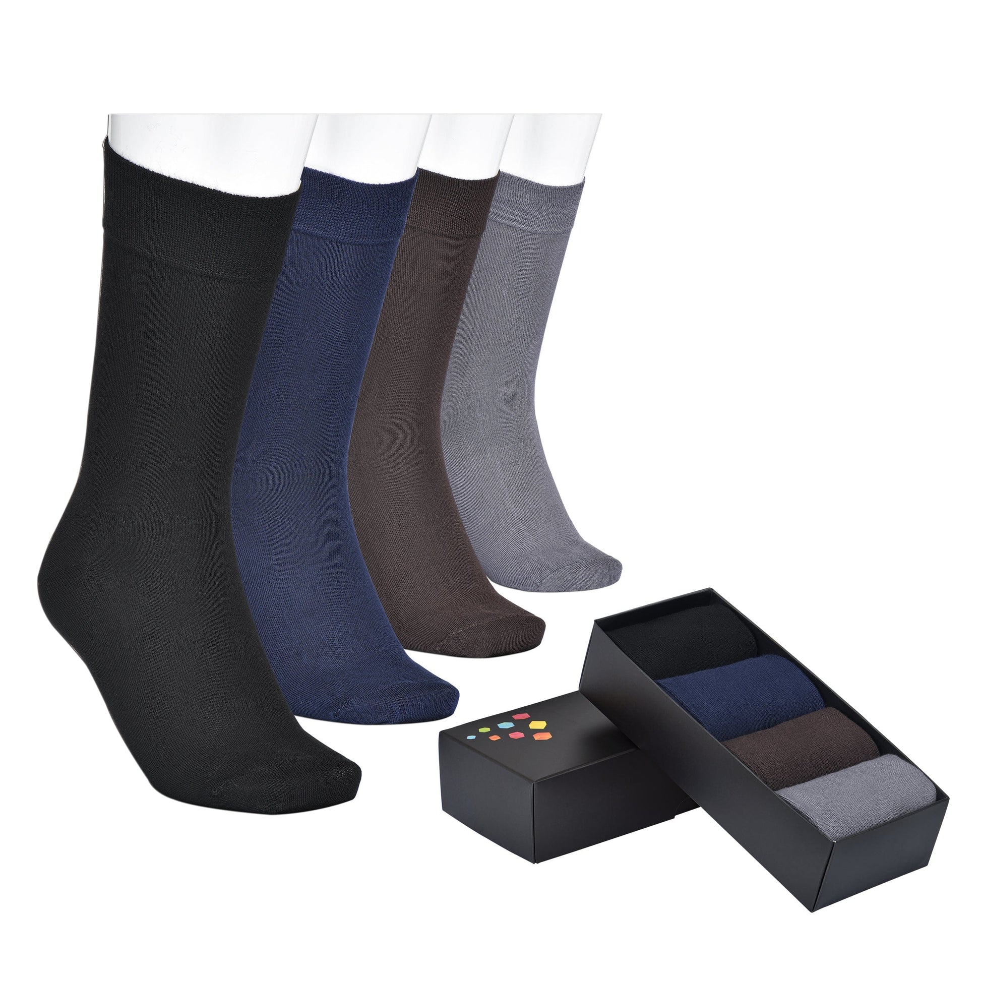 Men's Bamboo Dress Socks - 4 Pairs Mens Calf Socks #color_mix