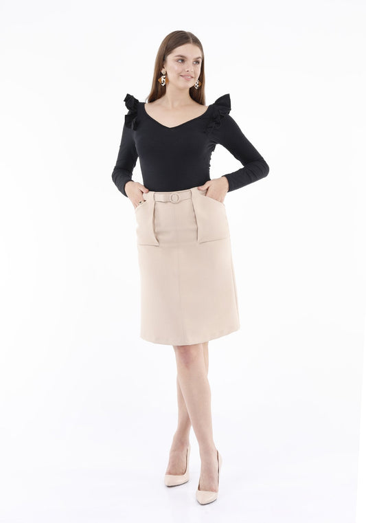 Guzella Women’s Comfy High Waist Stone Pencil Skirt Guzella