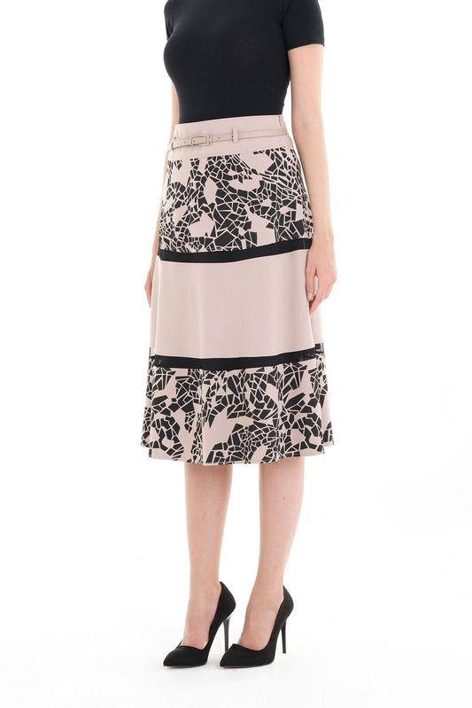 Guzella Women’s Stone A-Line Midi Skirt with Belt Loops  Guzella