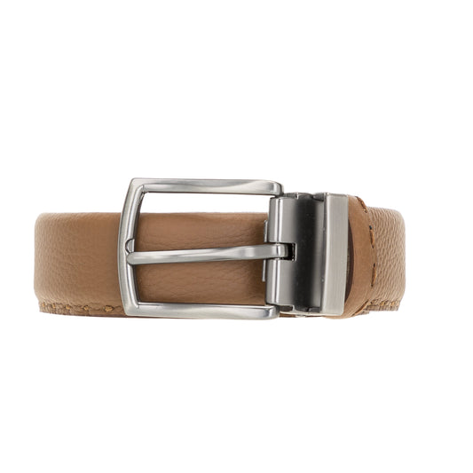 Hand Stitched Tan Flat Adjustable Full Grain Leather Belt for Men Bayelon