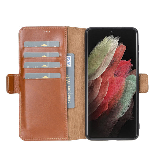 Samsung Galaxy S21 Plus Flip Cover Handcrafted Full Grain Leather Wallet Case Bayelon