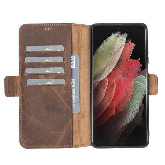 Samsung Galaxy S21 Ultra Flip Cover Handcrafted Full Grain Leather Wallet Case Bayelon