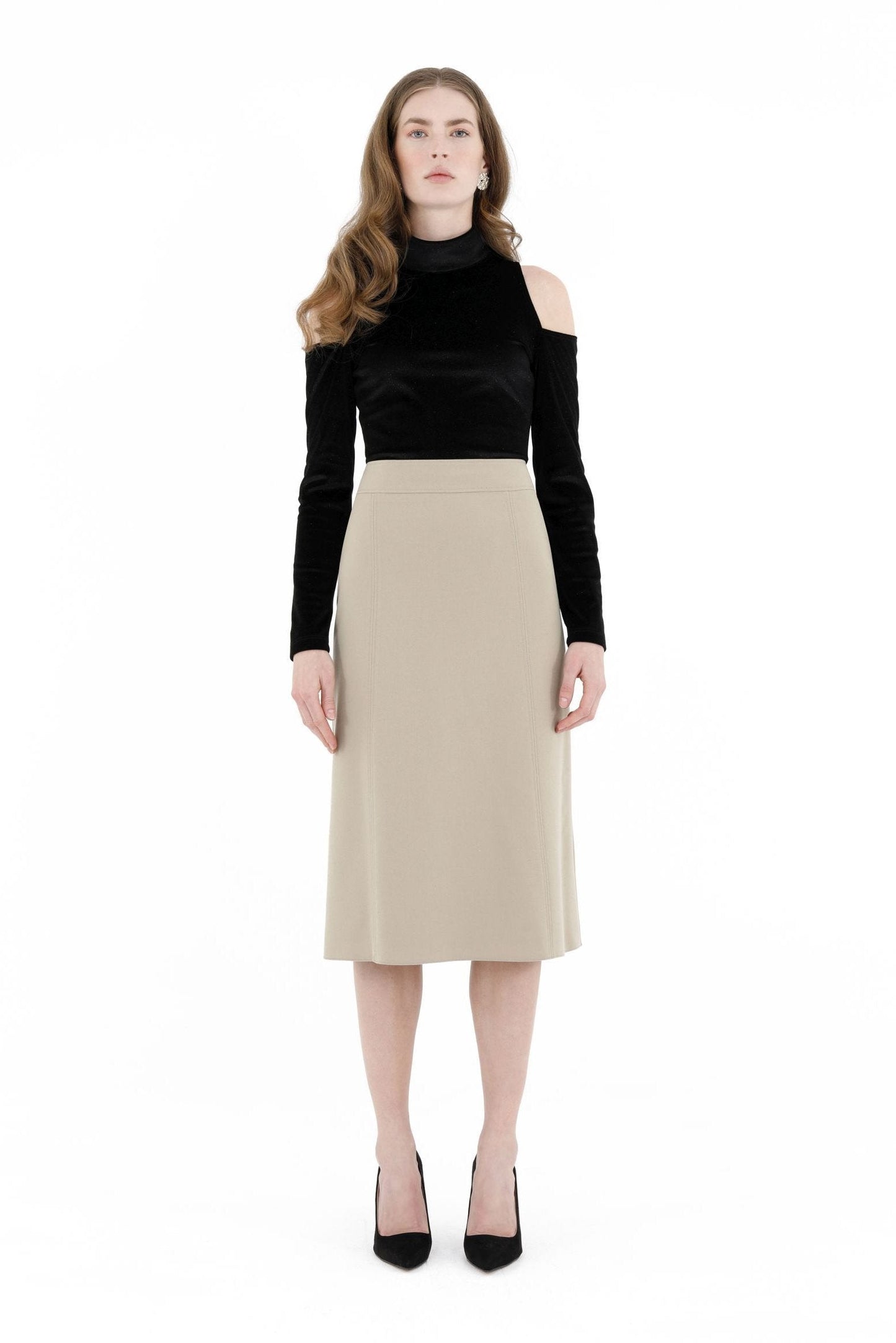 Stone Straight Midi Skirt Glinetex