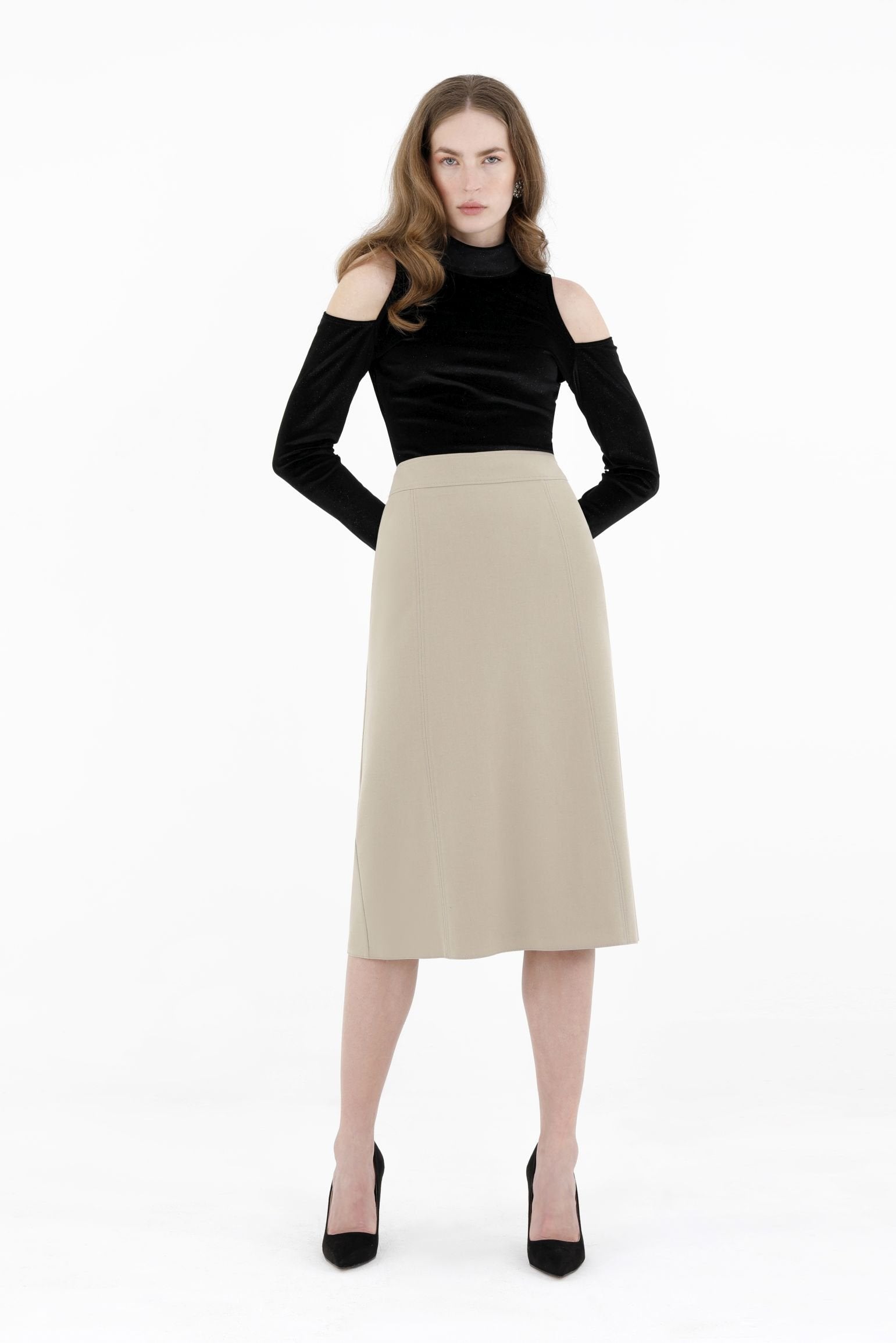 Stone Straight Midi Skirt Glinetex