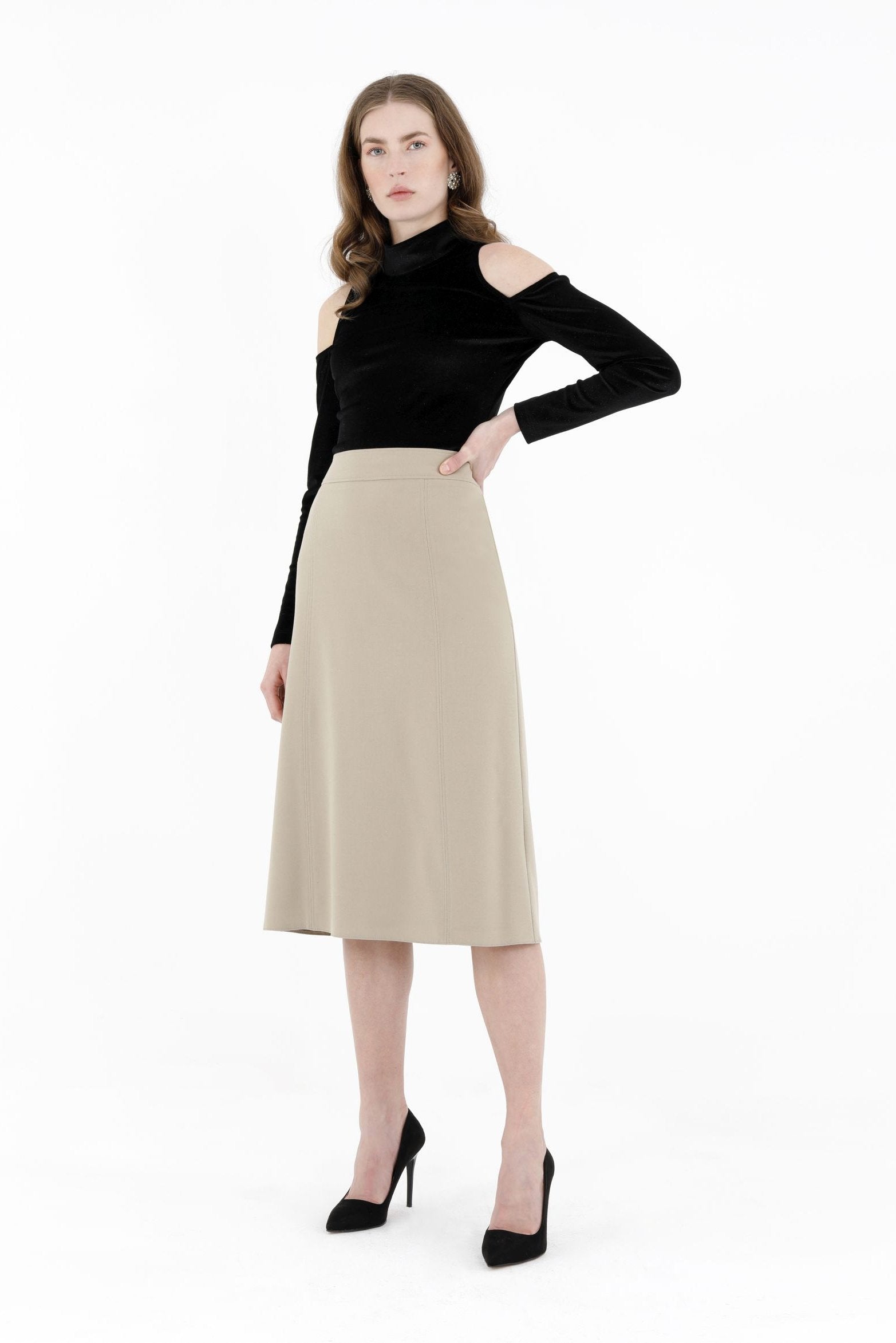 Stone Straight Midi Skirt Glinetex