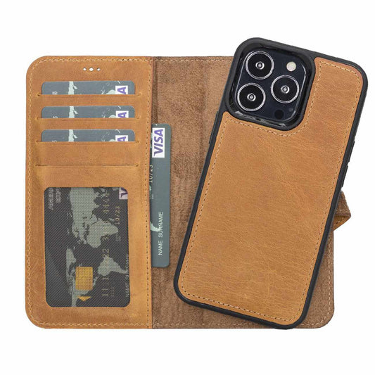 iPhone 13 Pro Max Detachable Leather Wallet Case with Kickstand Bayelon