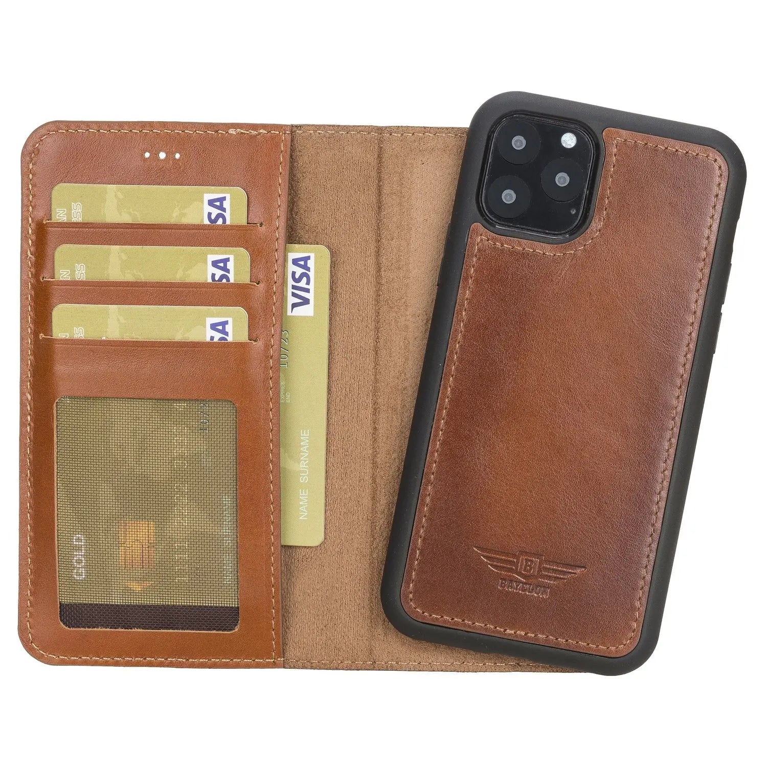 iPhone 11 Pro 5.8" Full Grain Leather Detachable Magnetic Wallet Case Bayelon