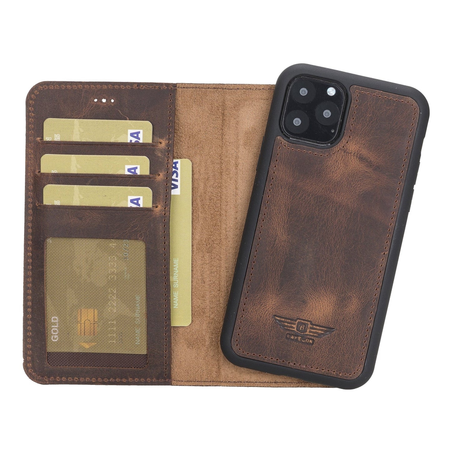 iPhone 11 Pro 5.8" Full Grain Leather Detachable Magnetic Wallet Case Bayelon