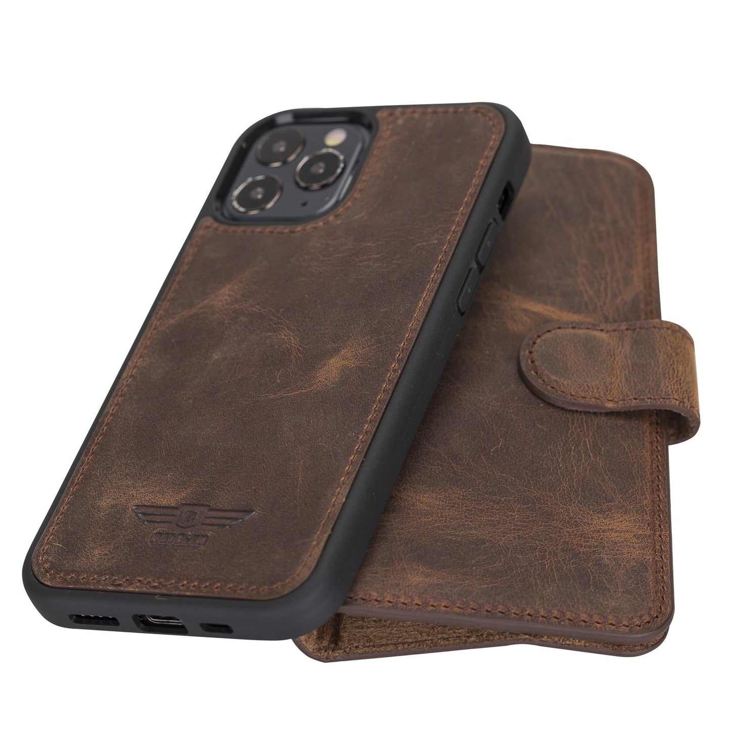 iPhone 12 Pro Max 6.7" Full Grain Leather Detachable Magnetic Handcrafted Wallet Case Bayelon