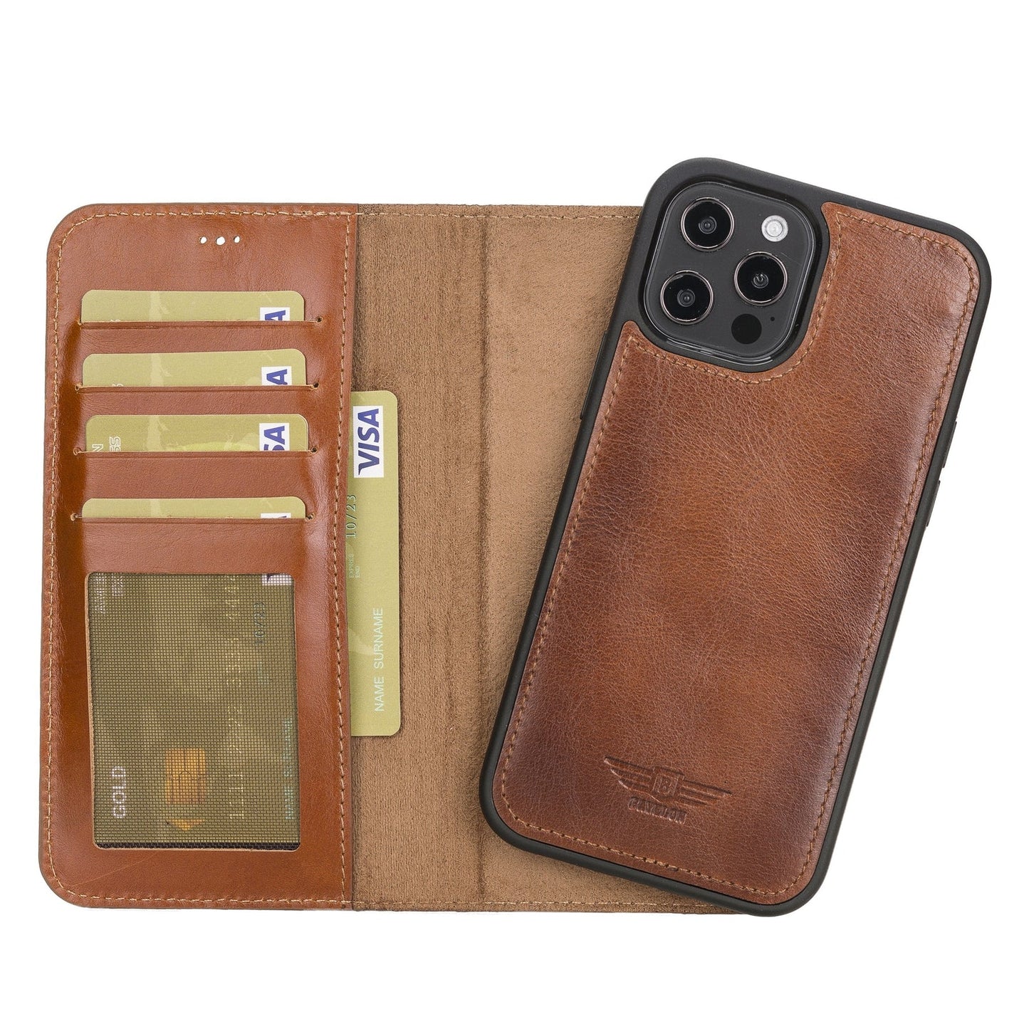 iPhone 12 Pro Max 6.7" Full Grain Leather Detachable Magnetic Handcrafted Wallet Case Bayelon