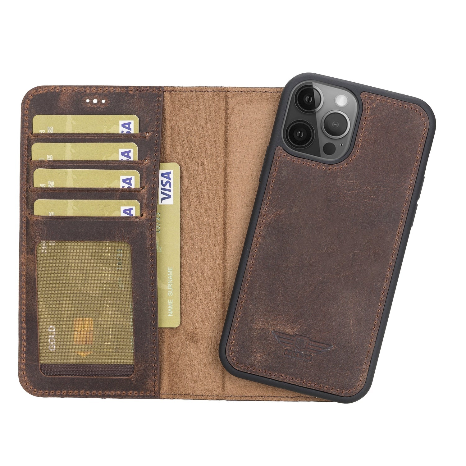 iPhone 12 Pro Max 6.7" Full Grain Leather Detachable Magnetic Handcrafted Wallet Case Bayelon