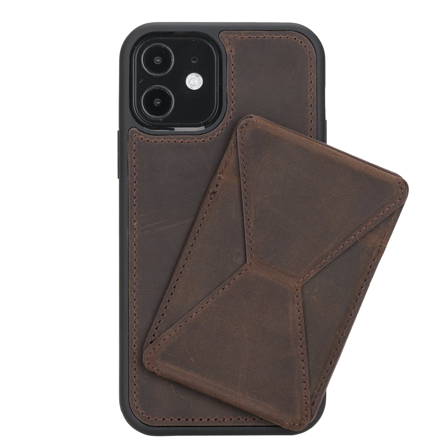 iPhone 12/12 Pro 6.1" Full Grain Handcrafted Full Grain Leather Maggy Stand Cases Bayelon