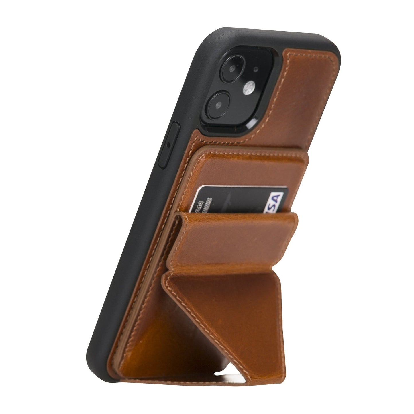 iPhone 12/12 Pro 6.1" Full Grain Handcrafted Full Grain Leather Maggy Stand Cases Bayelon