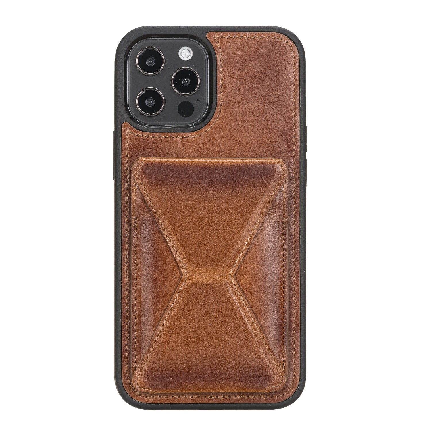 iPhone 12/12 Pro 6.1" Full Grain Handcrafted Full Grain Leather Maggy Stand Cases Bayelon